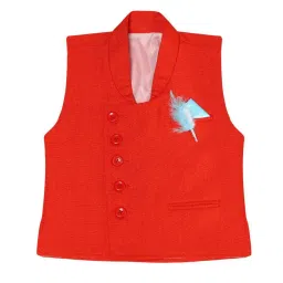 AJ Dezines Kids Orange Regular Fit Waistcoat image 1