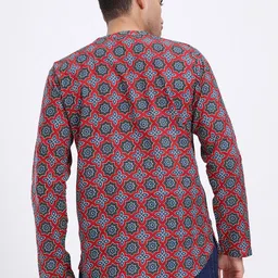 Anouk Rustic Ethnic Motifs Pure Cotton Band Collar Roll-Up Sleeves Straight Kurta image 3