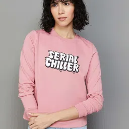 Ginger by Lifestyle Pink Cotton Printed Sweatshirt image 1