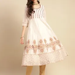 Rangita Off-White Embroidered A Line Kurta image 1