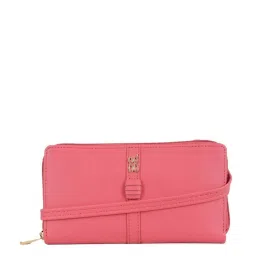 Baggit Luminous Pink PVC Solid Zip Around Wallet image 1