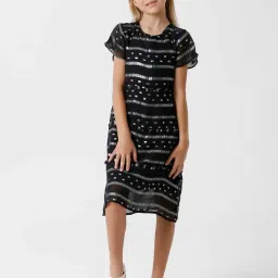 Kate & Oscar Kids Black Cotton Printed Dress image 1