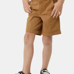 Kate & Oscar Kids Brown Cotton Printed Shorts image 1