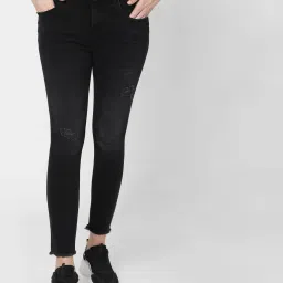 Vero Moda Black Blended Distressed High Rise Jeans image 1