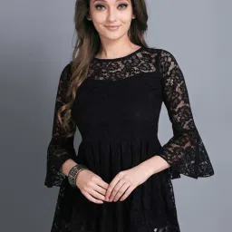 SELVIA Black Embroidered Top image 1