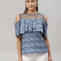 SELVIA Blue Printed Top image 1