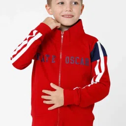 Kate & Oscar Kids Red & White Cotton Printed Full Sleeves Sweatshirt image 1