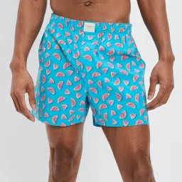 American Eagle Blue Cotton Regular Fit Printed Boxers image 1