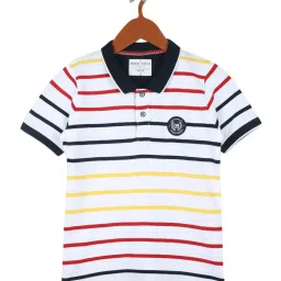 Monte Carlo Kids White Striped Polo T-Shirt image 1