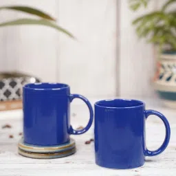 Living Roots Blue Ceramic Milk Mug - Set Of 2 (350 ml) image 1
