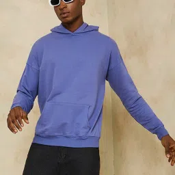Styli Purple Drop Shoulder Detail Oversized Hoodie image 1