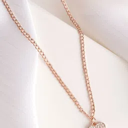 Joker & Witch The Party Edit Rhinestone Heart Rose Gold Necklace image 1