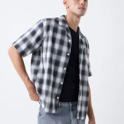 nuon men Nuon by Westside Black Checkered Relaxed-Fit Cotton Shirt-picture-18