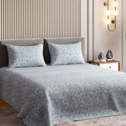 Haus & Kinder CloudDrape Signature Collection Multicolor Floral 300 TC Double Flat Bedsheet with 2 Pillow Covers image 5