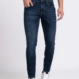 Spykar Blue Slim Fit Lightly Washed Jeans image 1