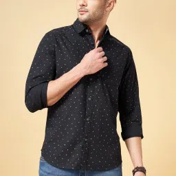YU by Pantaloons Charcoal Cotton Slim Fit Printed Shirt image 1