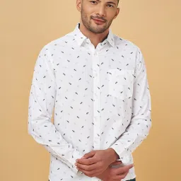 YU by Pantaloons Floral Print White Cotton Slim Fit Printed Shirt image 1