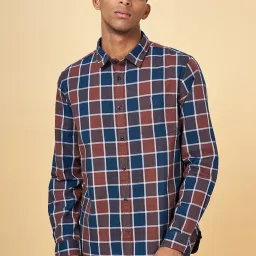 YU by Pantaloons Maroon Cotton Slim Fit Checks Shirt image 1