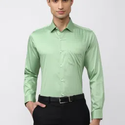 Peter England Green Cotton Regular Fit Shirt image 1