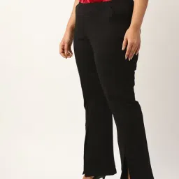 theRebelinme Plus Size Women's Black Cotton Solid Trouser image 3