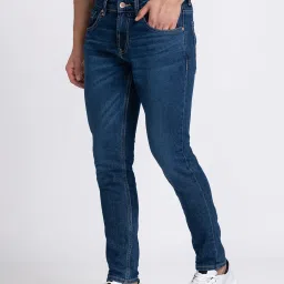 Spykar Blue Slim Fit Lightly Washed Jeans image 3