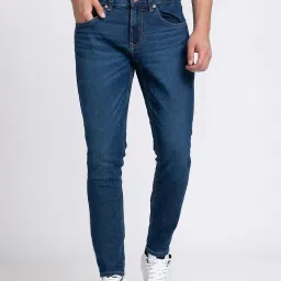 Spykar Blue Slim Fit Lightly Washed Jeans image 1