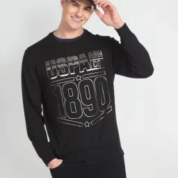 U.S. Polo Assn. Denim Co. Black Cotton Regular Fit Printed Sweatshirt image 1