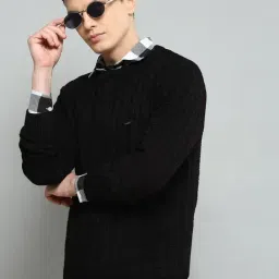 cloak & decker by monte carlo Cloak & Decker Black Regular Fit Texture Pullover image 5