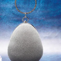 HauteSauce Silver Textured Small Oval Clutch Bag image 1