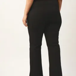 theRebelinme Plus Size Women's Black Cotton Solid Trouser image 2