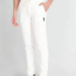 U.S. Polo Assn. Denim Co. White Cotton Regular Fit Trackpants image 1