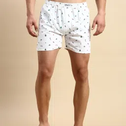 showoffff SHOWOFF White Cotton Slim Fit Printed Boxers image 1