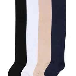 Bonjour Girls Pack Of 4 Assorted Solid Knee Length Socks-picture-42