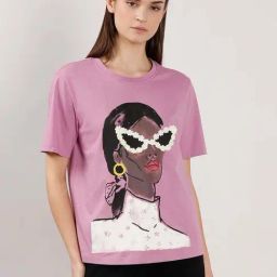 Vero Moda Purple Cotton Regular Fit Printed T-Shirt-picture-46