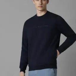 Louis Philippe Navy Cotton Regular Fit Sweatshirt image 3