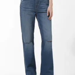 Only Blue Blended Distressed Regular Fit High Rise Jeans-image-28