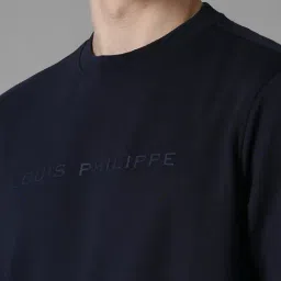 Louis Philippe Navy Cotton Regular Fit Sweatshirt image 4