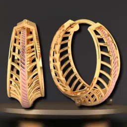 P.C. Chandra Jewellers 18KT Yellow Gold Graceful Huggie Earrings With Rose Gold Touch-image-122