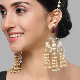 Karatcart Gold-Tone Plated Red Earrings for Women-picture-35