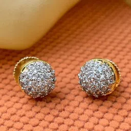 Anouk Gold-Plated American Diamond Studded Circular Shaped Studs image 2