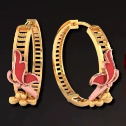 P.C. Chandra Jewellers 18KT Yellow Gold Huggie Earrings With Rose Gold Coloured Butterfly-picture-36