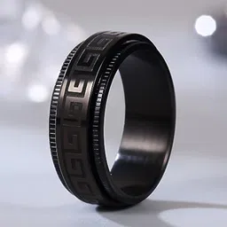 MEENAZ Men Silver-Plated Oxidised Stainless Steel Band Ring-picture-25