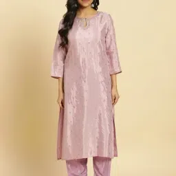 W Purple Embellished Straight Kurta-picture-19