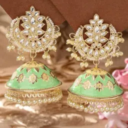 Karatcart Gold-Tone Plated Green Earrings for Women-picture-18