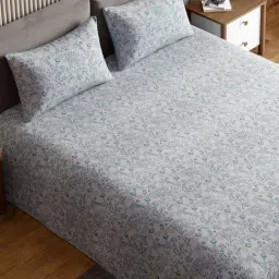 Haus & Kinder CloudDrape Signature Collection Multicolor Floral 300 TC Double Flat Bedsheet with 2 Pillow Covers image 2