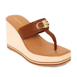 Aldo Women's Brown T-Strap Wedges image 2