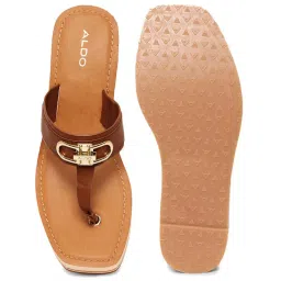 Aldo Women's Brown T-Strap Wedges image 3