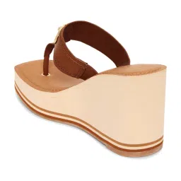 Aldo Women's Brown T-Strap Wedges image 5