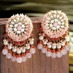 Karatcart Gold-Tone Plated Pink & Red Earrings for Women-image-70