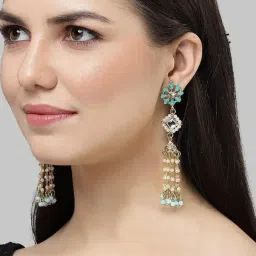 Karatcart Gold-Tone Plated Blue Earrings for Women-image-60